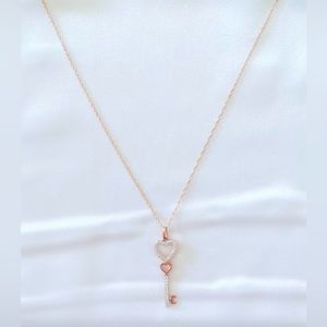 Helzberg Diamonds rose gold and diamond key pendant necklace